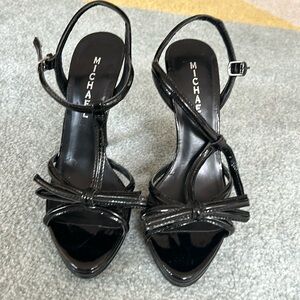 Michael Lamar Black Strappy Open Toe Heel